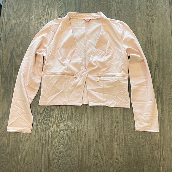 NWOT Guess Womens Light Pink Open Front Blazer Cropped Length - Size L - Picture 1 of 7